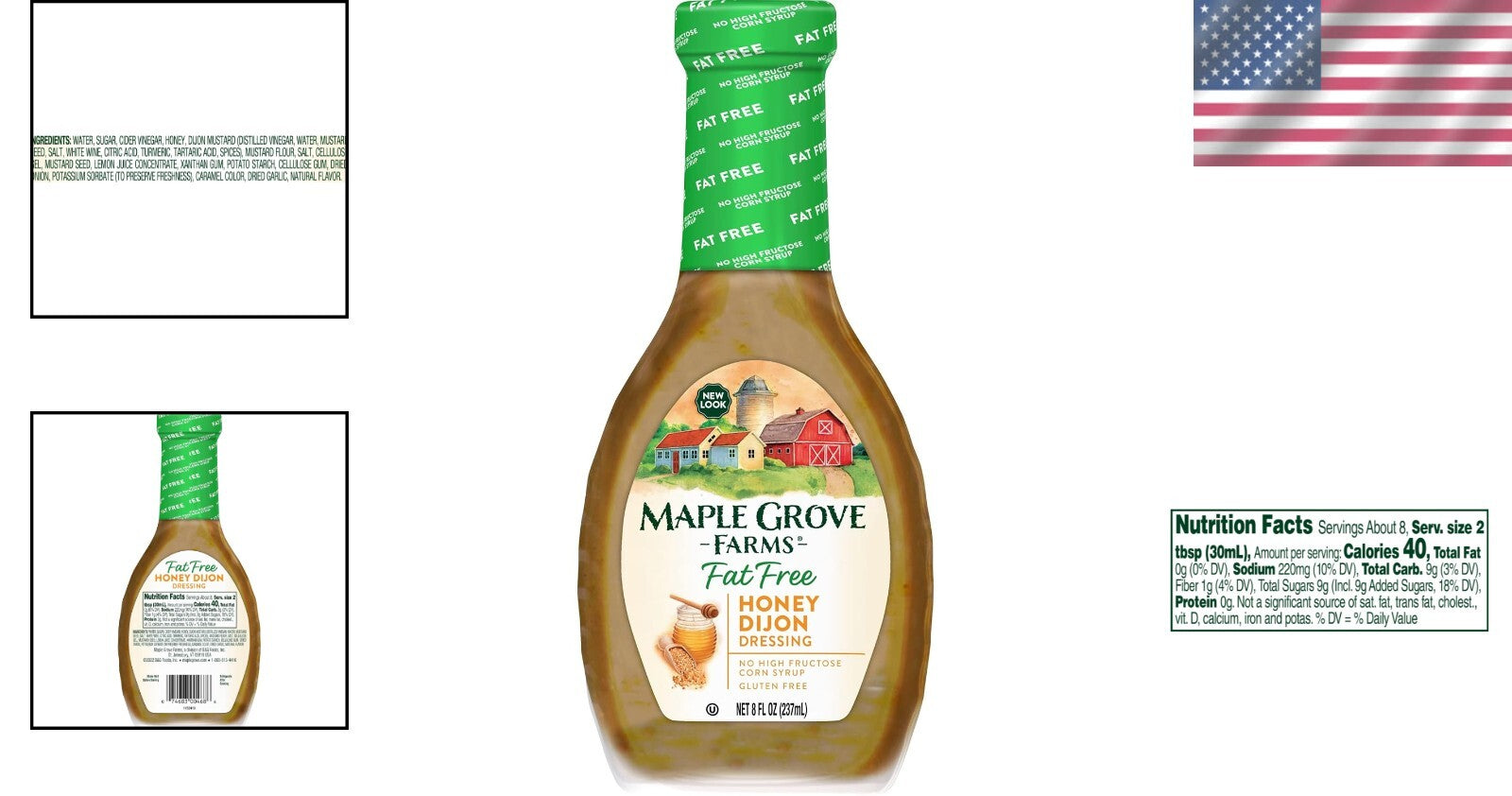 Bulk Pack of 12 Fat Free Honey Dijon Salad Dressing - 8 Ounce Bottles