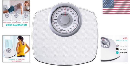 Precision Analog Bathroom Scale - 400 LB Capacity with Anti-Skid Surface