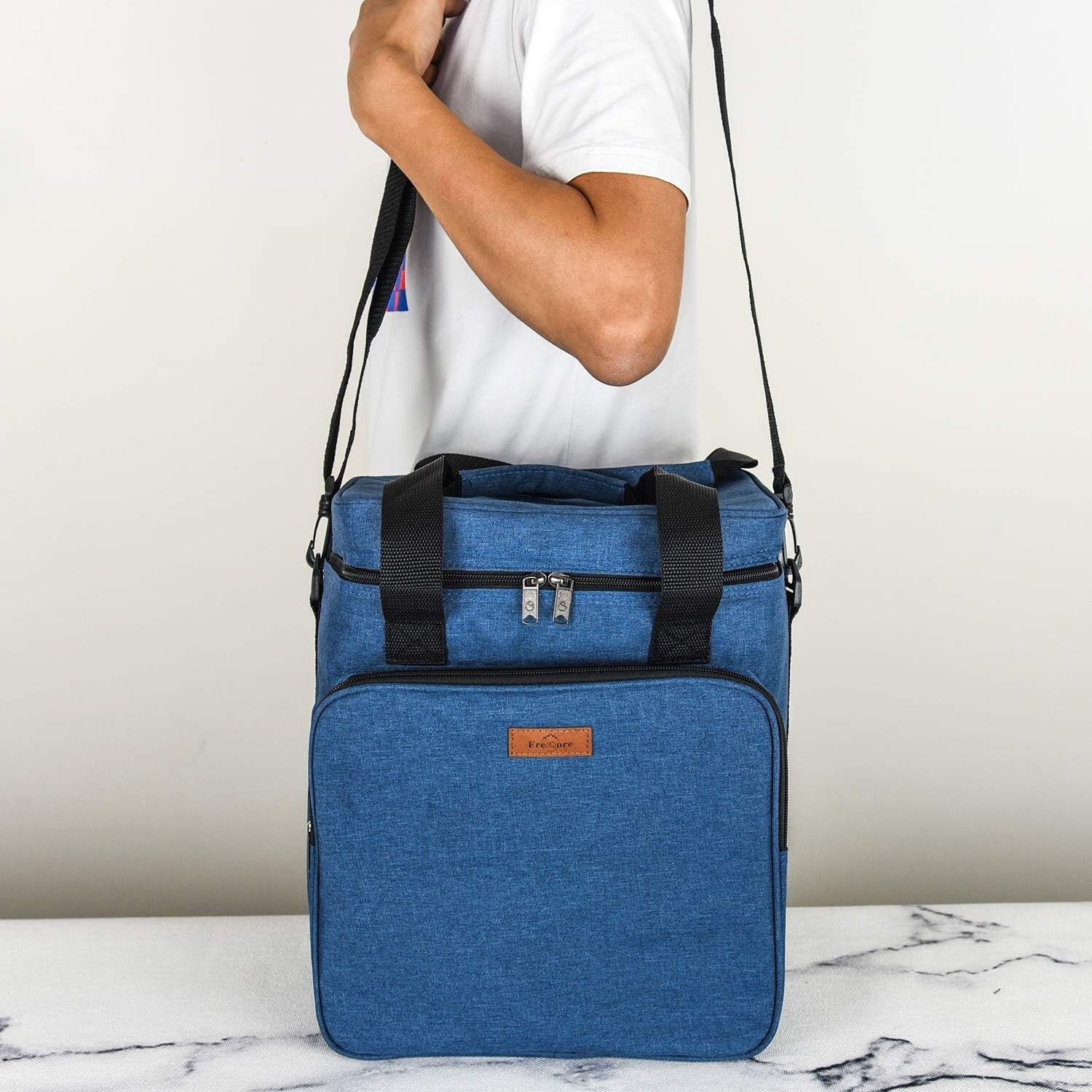 Durable Grey Wine Bag for 6 Bottles with Thermal Protection & Organizer