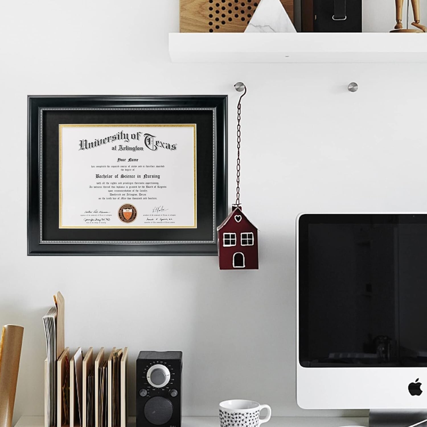 Elegant 2-Pack 8.5x11 Diploma Frame with UV Protection - Black & Silver Beads