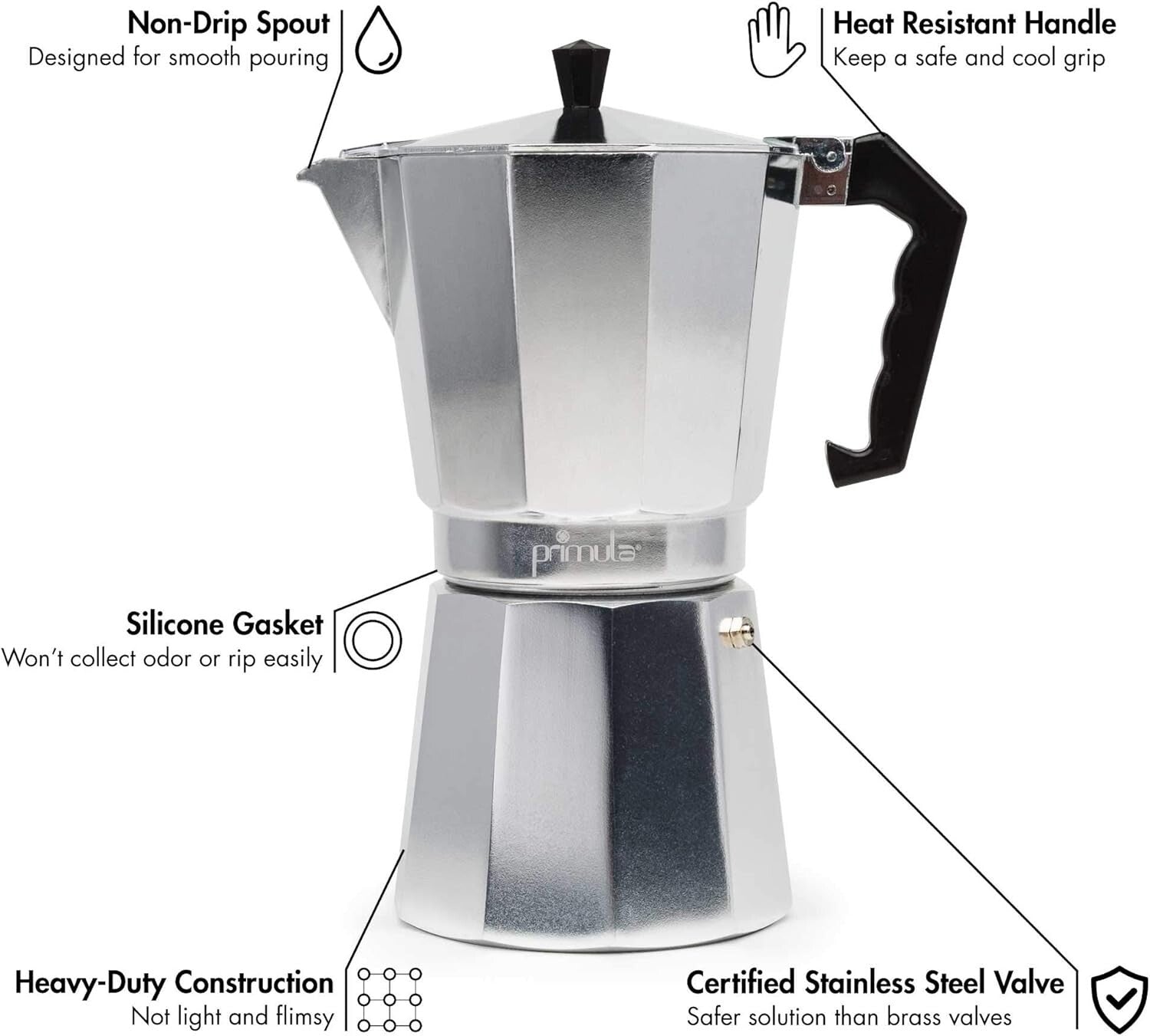 Classic Stovetop Espresso Maker - 12-Cup Moka Pot for Authentic Italian Coffee