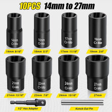 Load image into Gallery viewer, High-Performance Bolt Extractor Set - 10 Tools for Removing Damaged Lug Nuts