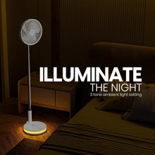 Load image into Gallery viewer, Foldable White Fan with Remote &amp; LED Light - Ideal for Outdoor Adventures