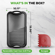 Load image into Gallery viewer, Oven Safe Cast Iron Griddle with Reversible Sides - Ideal for Grilling &amp; Cooking