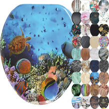 Load image into Gallery viewer, Quiet Slow Close Ocean Toilet Seat - Durable Elongated Molded Wood Design