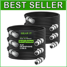 Load image into Gallery viewer, Professional 20ft XLR Male to Female Cables - 6-Pack with Lifetime Guarantee
