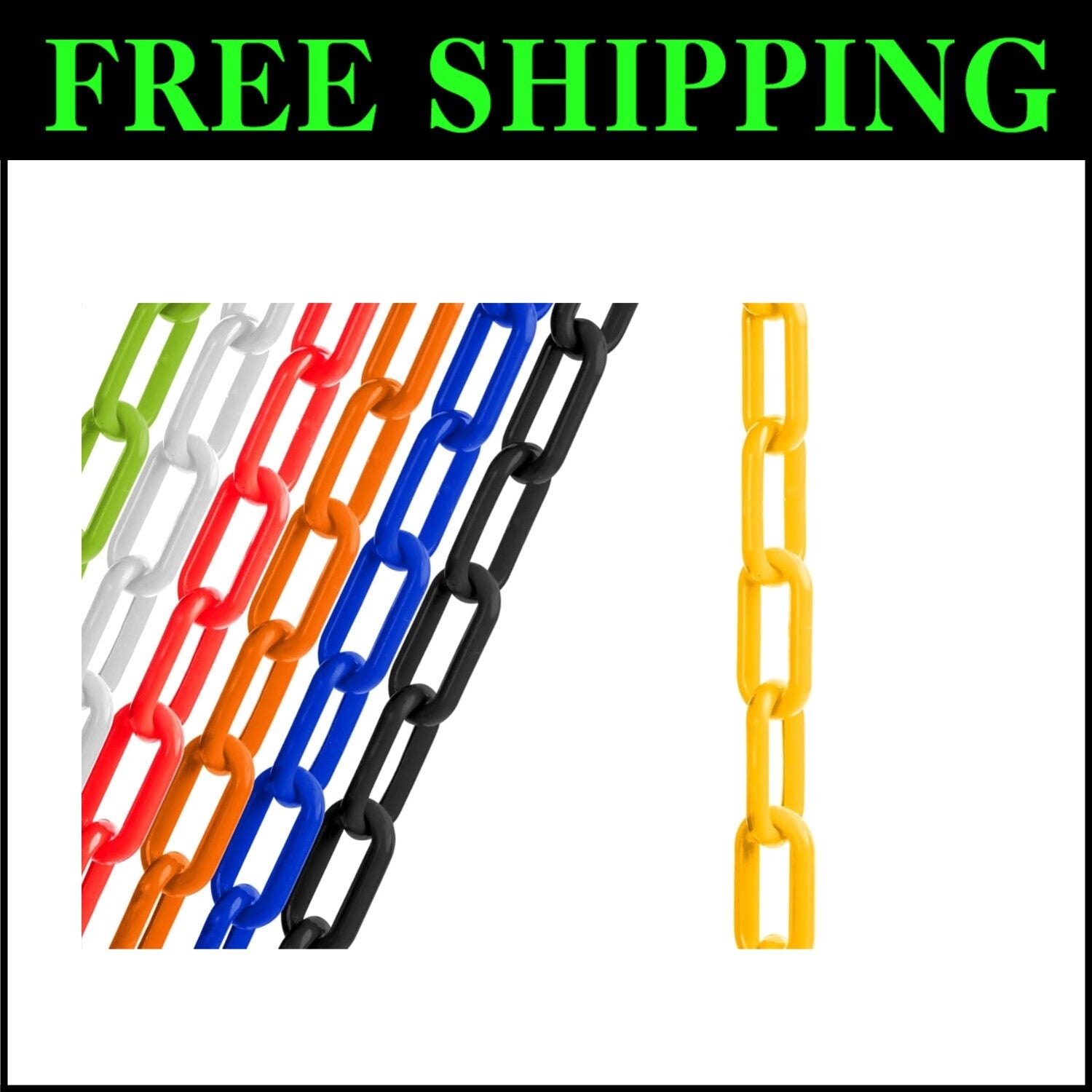 Heavy-Duty 2" Yellow Safety Chain - 100' with SunShield UV Protection Technology