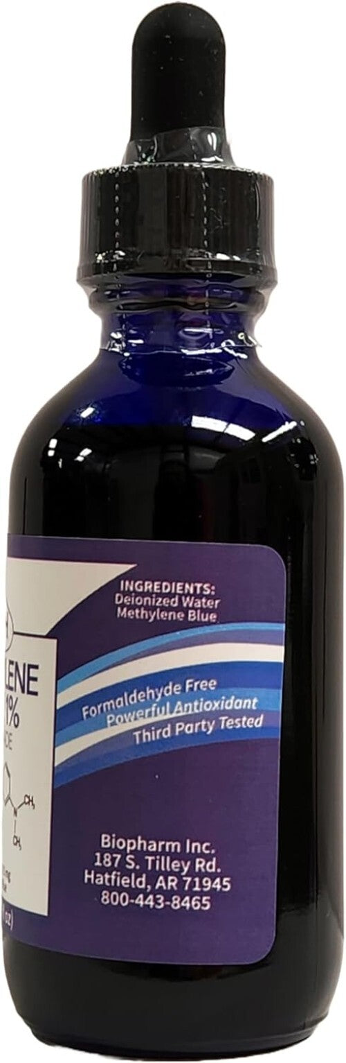 Eco-Friendly 1% Methylene Blue - 2 Pack of Blue Glass Bottles for Health Use