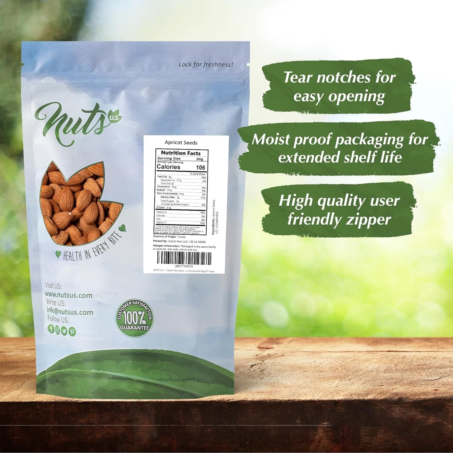 Delicious Sweet Apricot Seeds - Perfect for Smoothies, 4 LB Resealable Bags