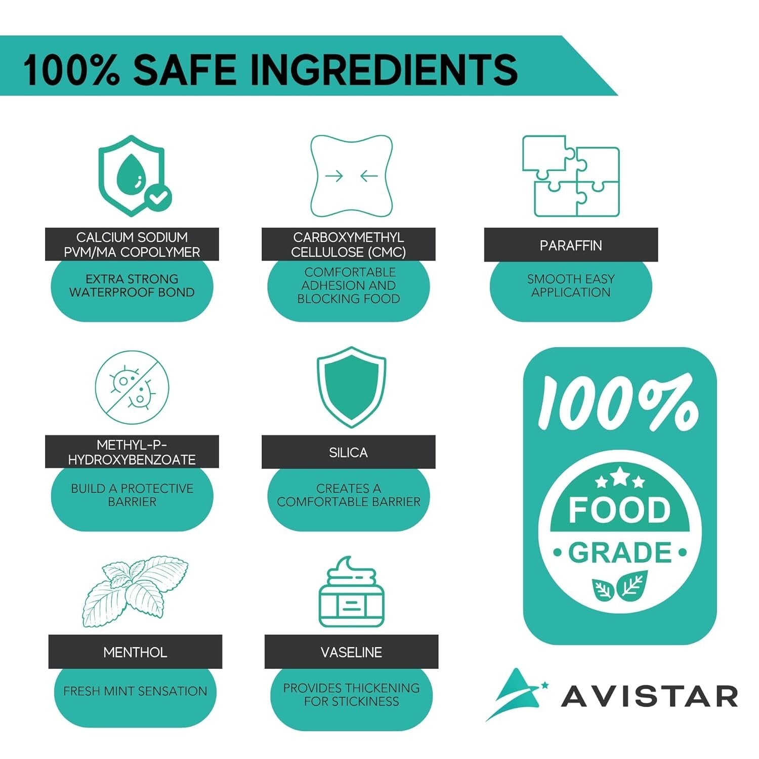 Extra Strong Waterproof Denture Adhesive Cream - Mint Flavor, 6 Pack, 8.4 Fl Oz