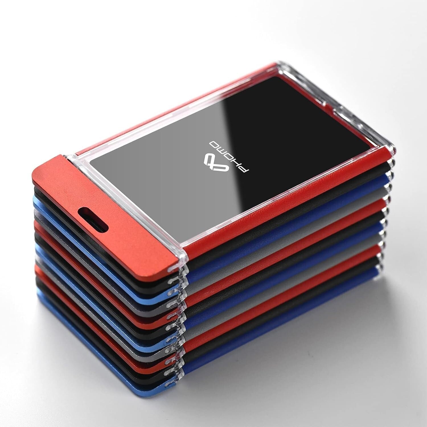 Lightweight ID Badge Holder Wallet with Comfortable Lanyard - Black, 5-Pack