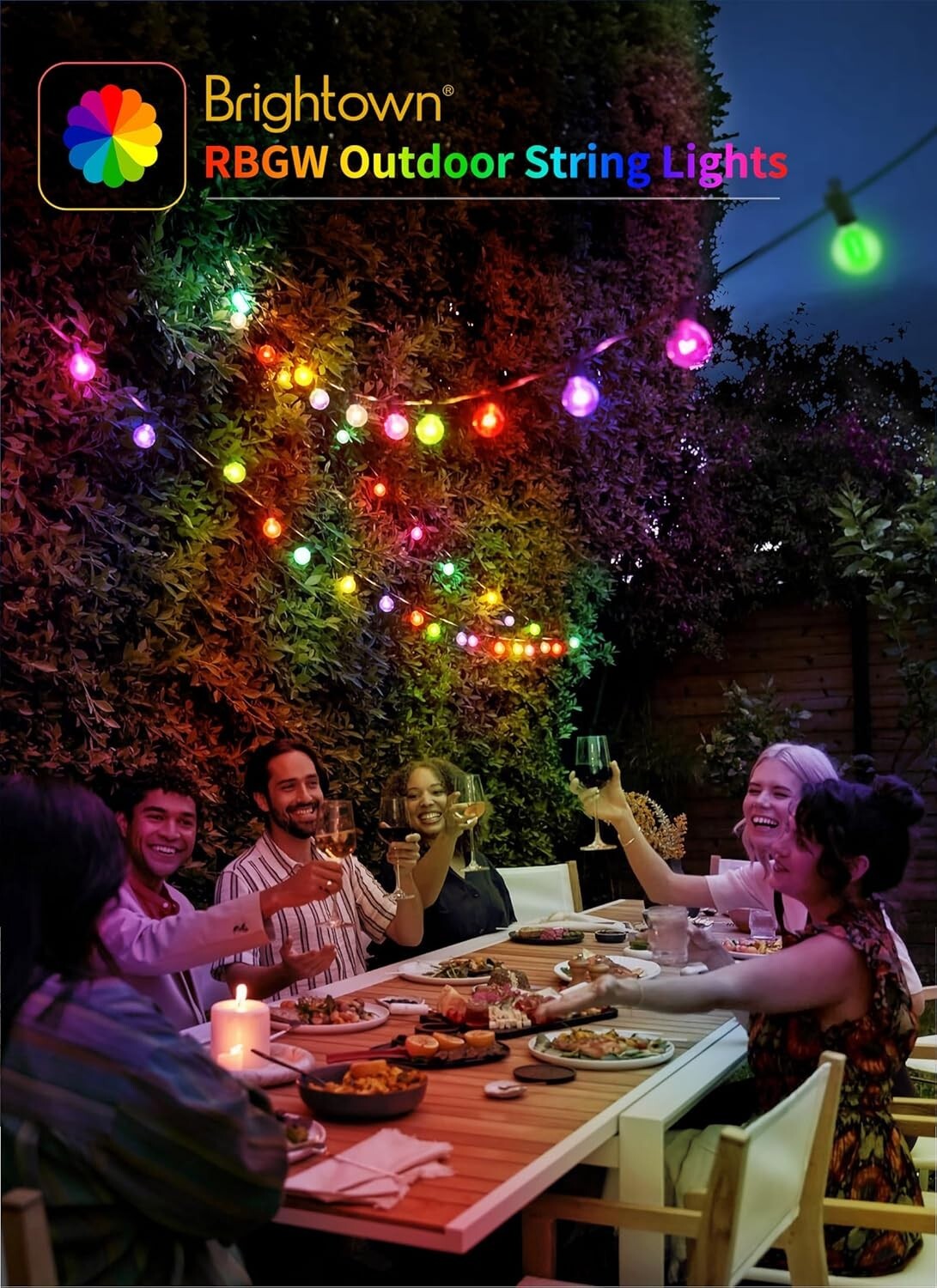 Vibrant RGBW Patio Lights - 58FT Waterproof String Lights for Memorable Events