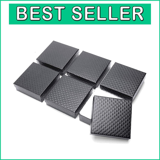 52 Pack Black Cotton Filled Jewelry Boxes, 3.5x3.5x1 for Elegant Gifting