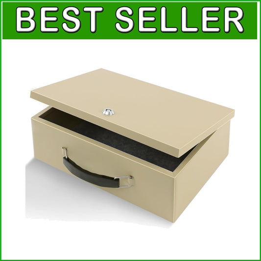 Fire Resistant Portable Lock Box - 0.3 Cubic Feet Safe for Documents & Valuables
