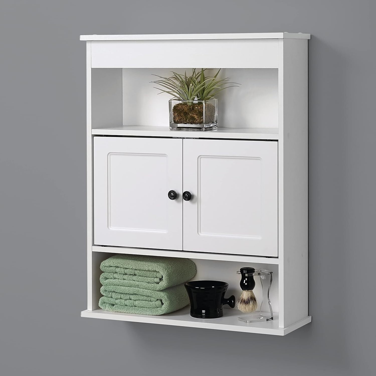Stunning White Wooden Wall-Mounted Cabinet - Ideal for Bathroom or Utility Rooms