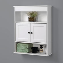 Load image into Gallery viewer, Stunning White Wooden Wall-Mounted Cabinet - Ideal for Bathroom or Utility Rooms