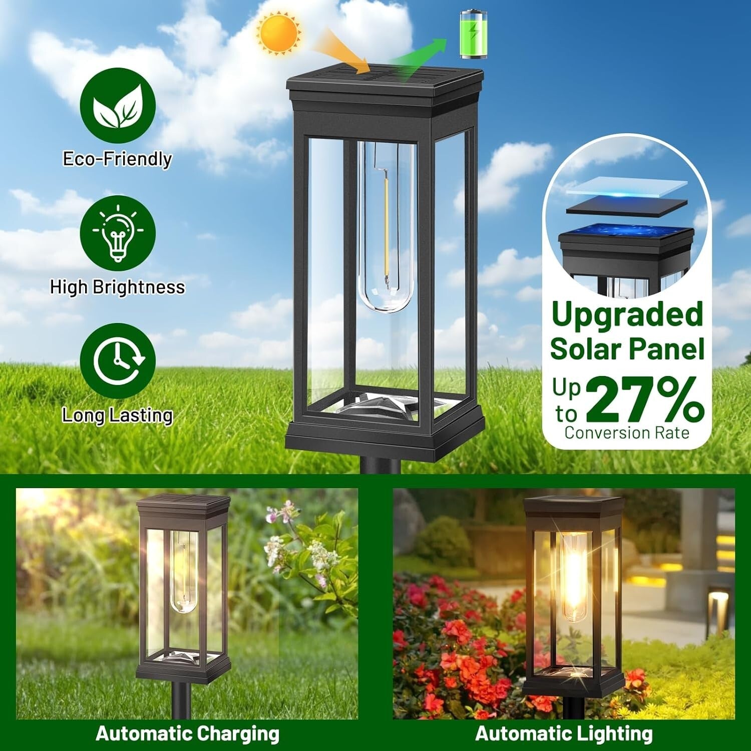 Bright & Stylish Solar Pathway Lighting - 8 Durable Solar-Powered Lights