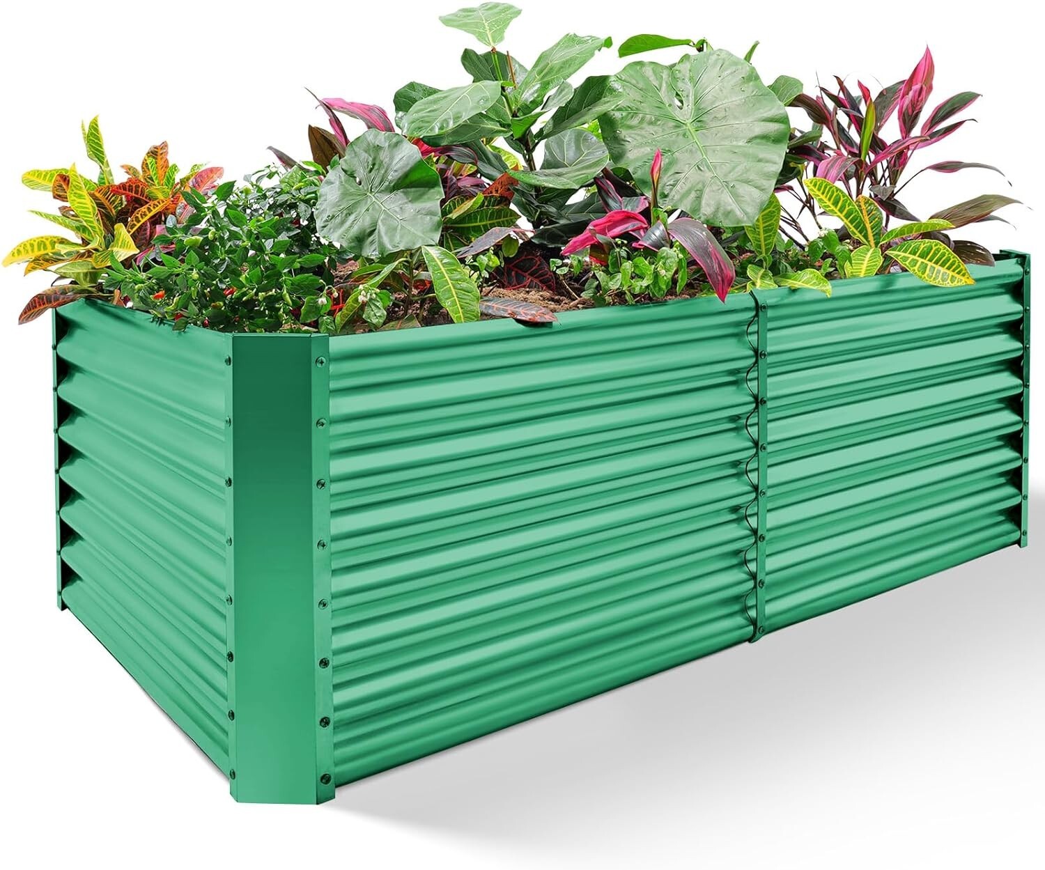 8x4x2 ft Galvanized Raised Garden Bed Kit - Modern Oval Planter for Vegetables