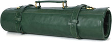 Load image into Gallery viewer, Handcrafted Leather Knife Roll with 10 Slots and Elegant Zipper Pouch for Chefs
