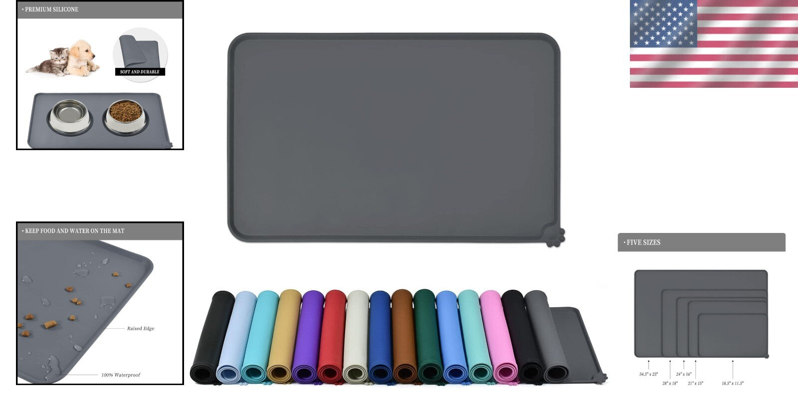 Waterproof Non-Slip Pet Feeding Mat with High Edges for Mess-Free Mealtime