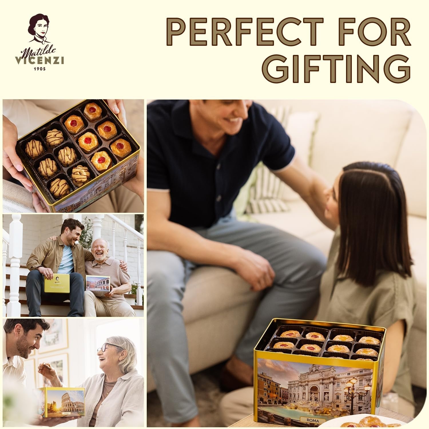 Charming Roma Cookie Gift Tin with Assorted Pastries - Perfect for Any Occasion