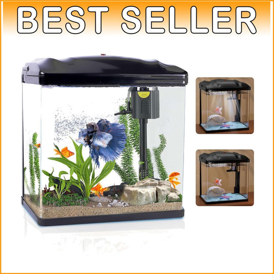 Elegant 4 Gallon Betta Fish Tank with Filter & LED Light - Starter Kit