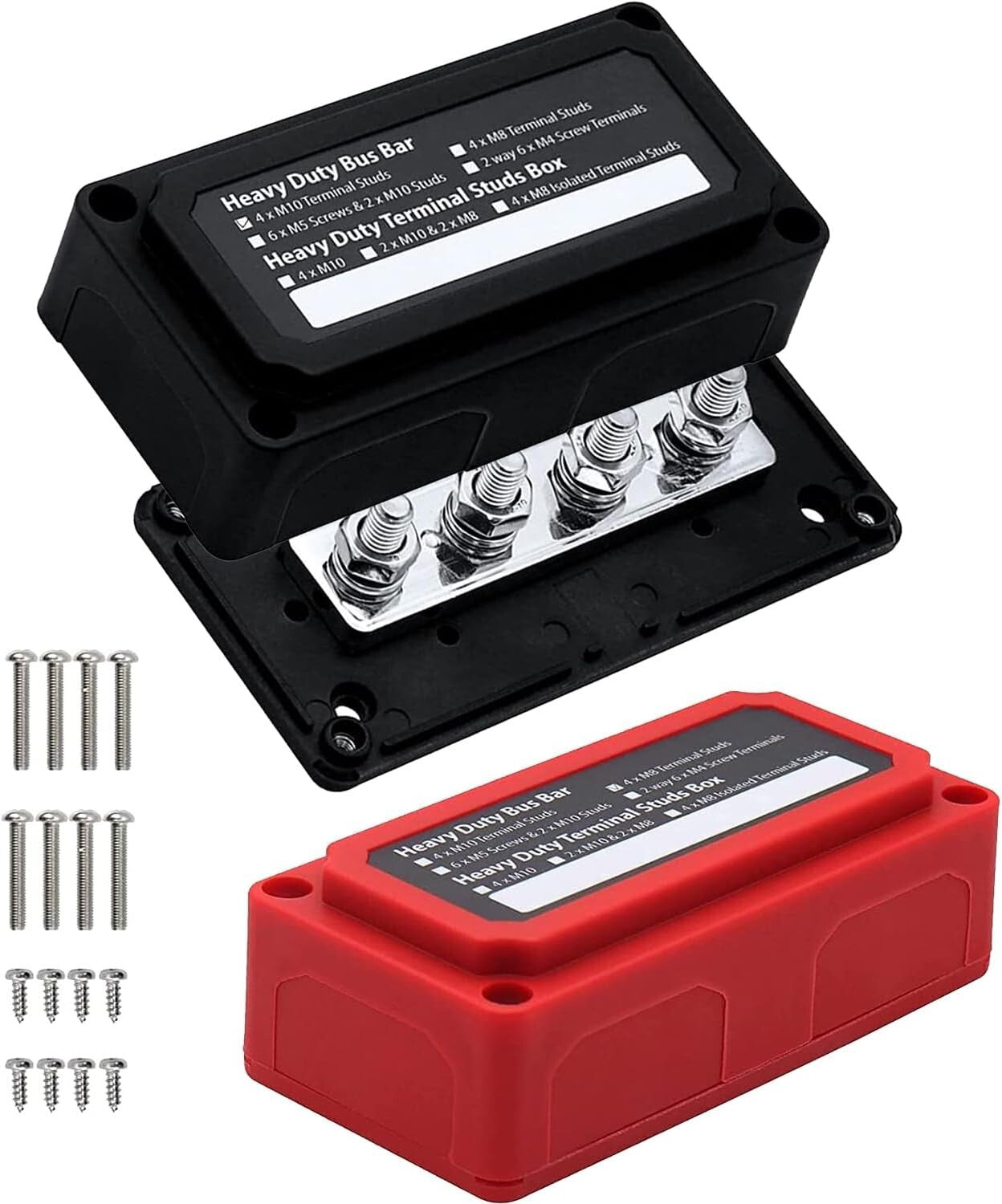 300A Waterproof Power Distribution Block with 4 M10 Terminal Studs - Heavy Duty