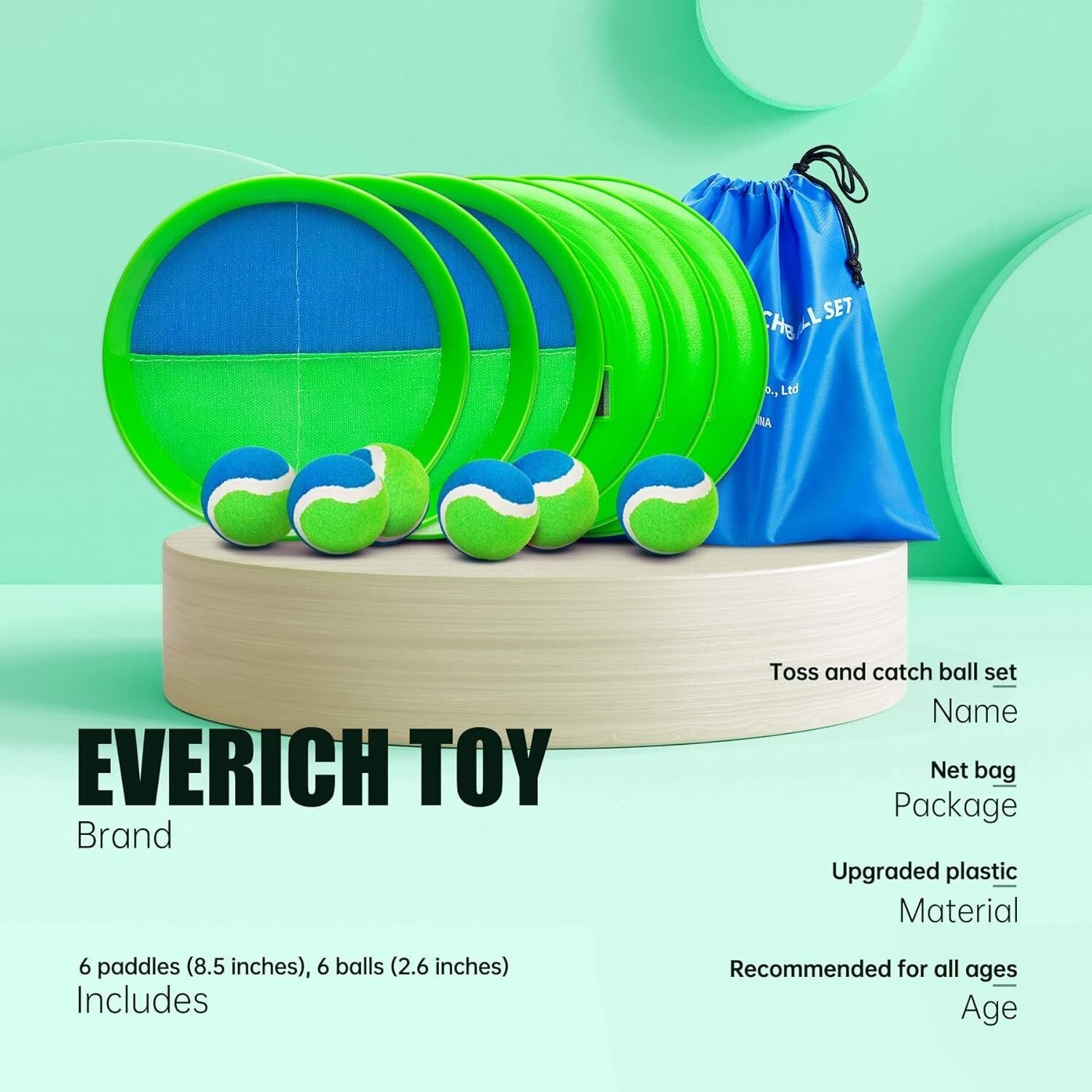 Water-Resistant Toss Game Set - Includes Paddles & Sticky Balls for Kids 3-12