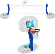 Load image into Gallery viewer, Effortless 2-in-1 Volleyball and Basketball Set for Above and In-Ground Pools