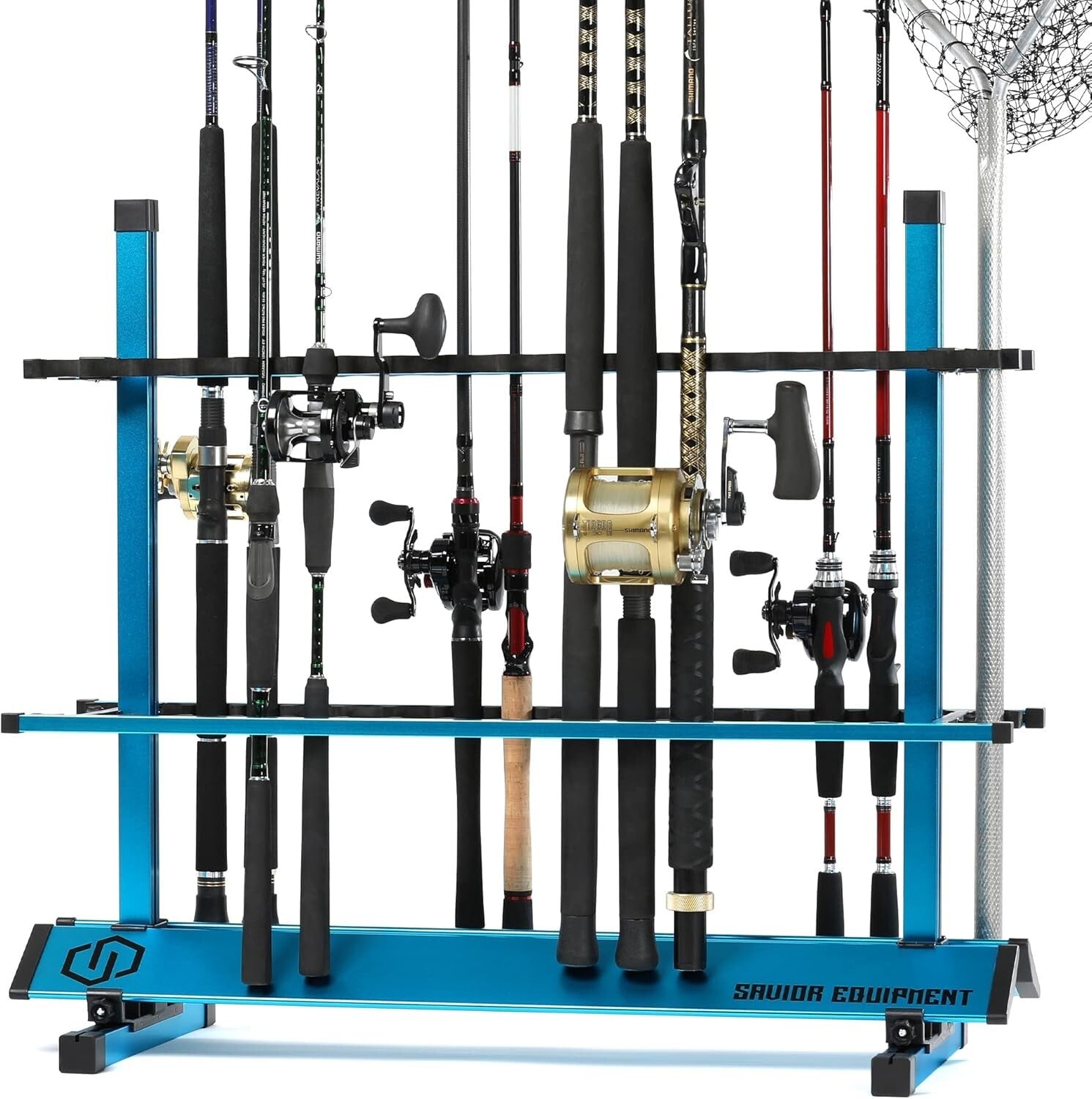 Premium 24-48 Slot Aluminum Fishing Rod Organizer - Easy Assembly Included