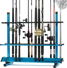 Load image into Gallery viewer, Premium 24-48 Slot Aluminum Fishing Rod Organizer - Easy Assembly Included