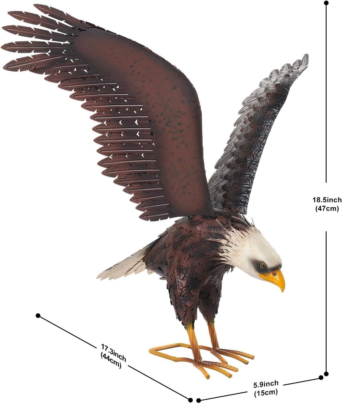 Elegant Freestanding Outdoor Eagle Statue - Stunning Metal Art for Lawn Displays