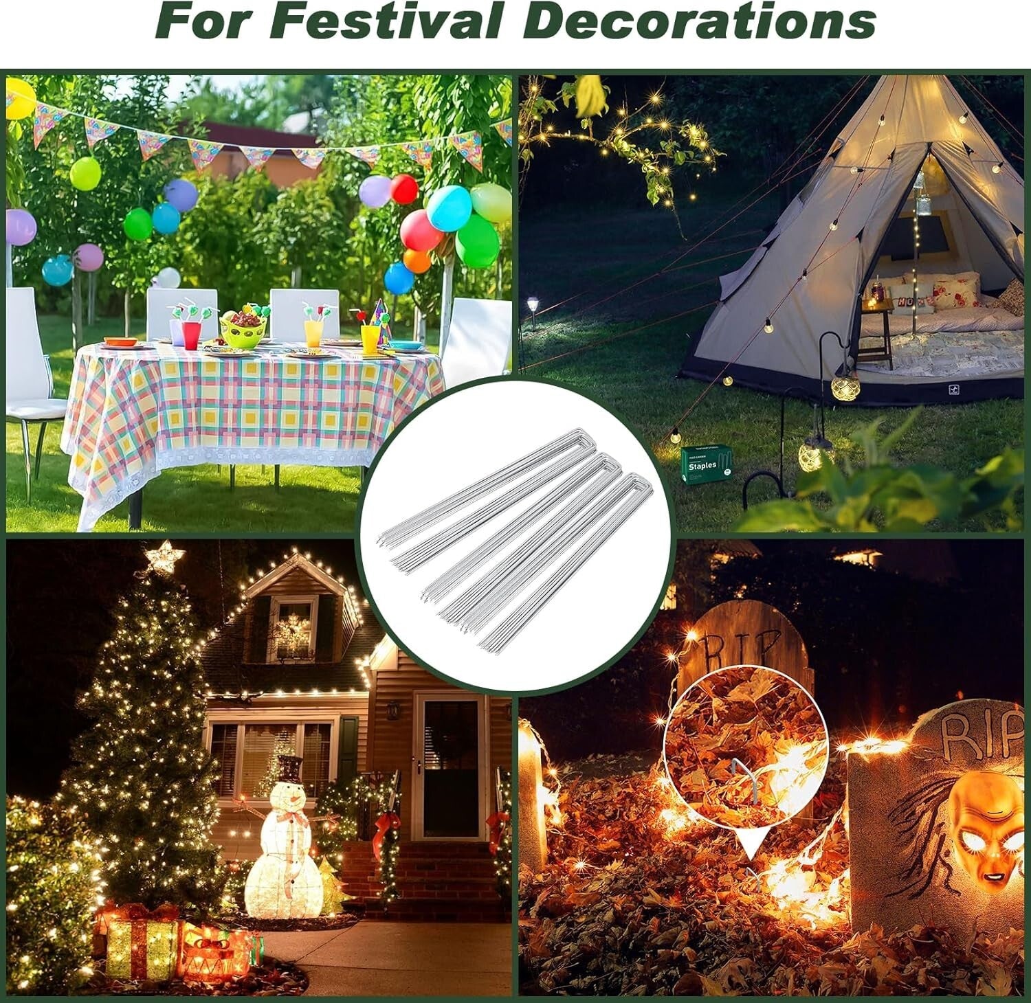 Heavy-Duty 6" Galvanized Landscape Staples - 500 Pack for Gardening and Design