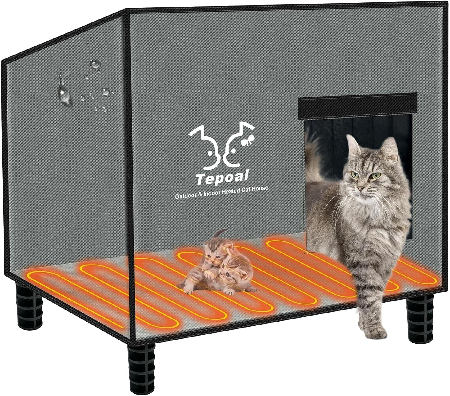 Spacious Insulated Outdoor Cat House - Weatherproof with Heating Comfort 20x16
