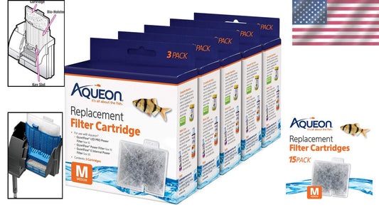 Easy Installation Medium Filter Cartridges - 15 Pack for Healthy Fish Tanks