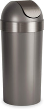 Load image into Gallery viewer, Functional 16.5-Gallon Kitchen Trash Can - Chic Swing-Top Design, Pewter Finish