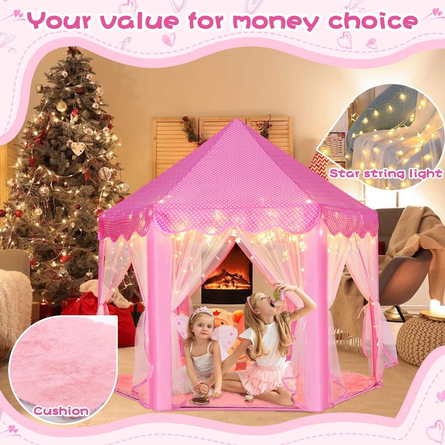 Enchanting Princess Play Tent with Star Lights - Perfect Kids Castle Adventure