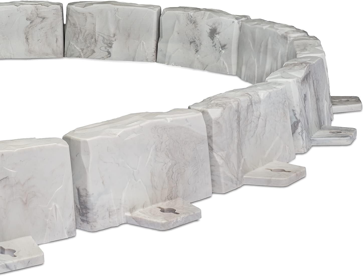 Durable Stone-Look Landscape Edging with Anchoring Spikes - 60ft Light Gray