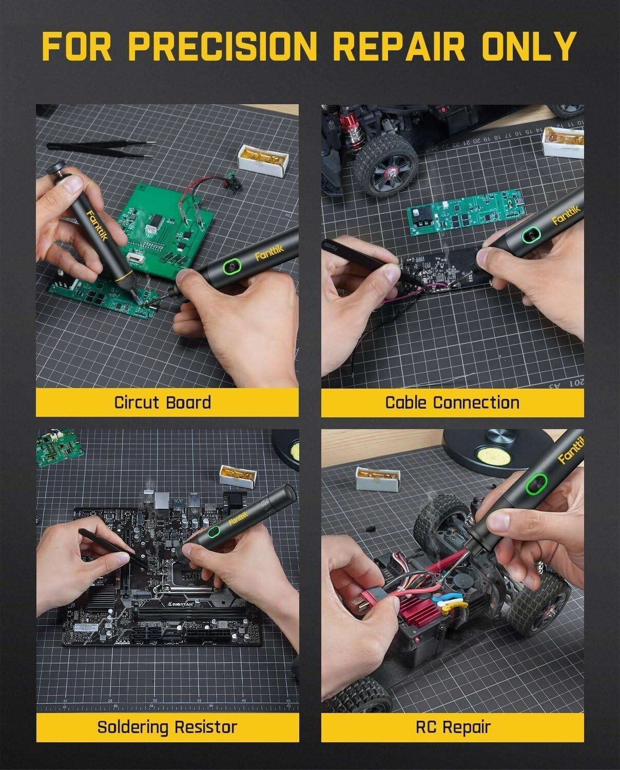 Advanced Wireless Soldering Iron Kit with ESD Tweezers & 4 Precision Tips