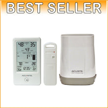 Load image into Gallery viewer, Self-Emptying Rain Gauge with Indoor/Outdoor Thermometer and Humidity Monitor