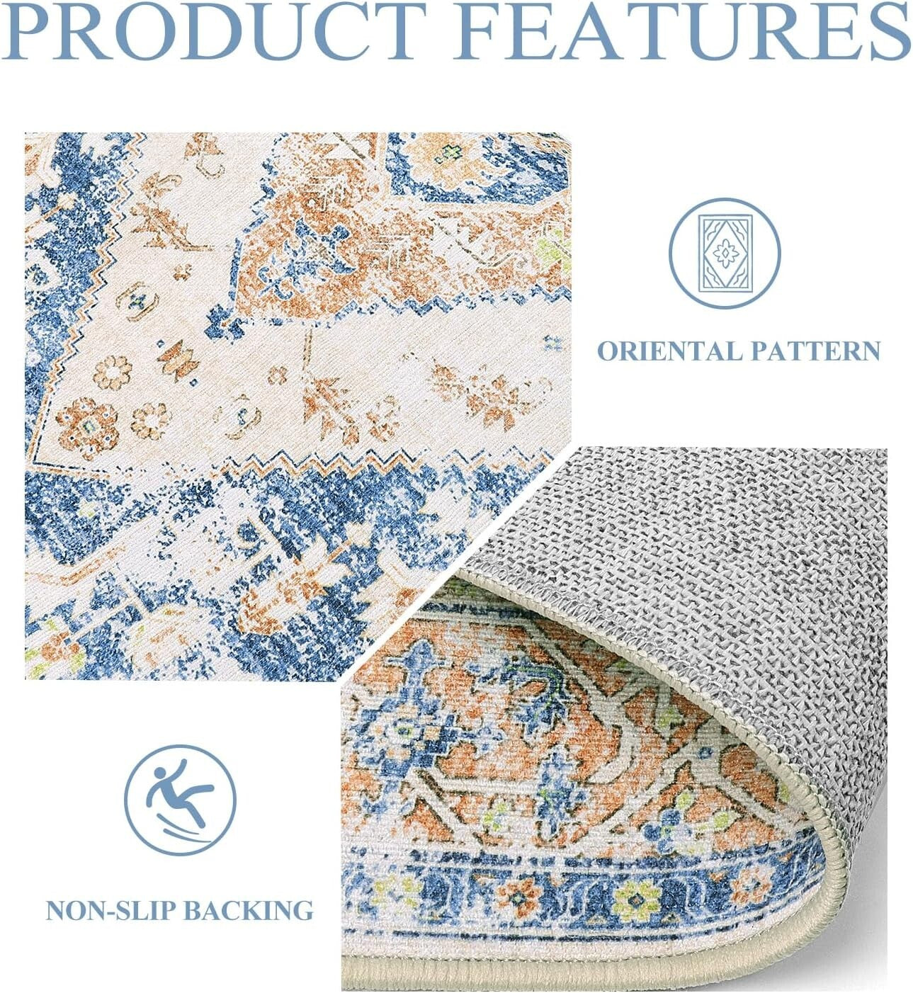 Machine Washable Non-Slip 3x5 Chenille Rug - Perfect for Living Room & Bedroom