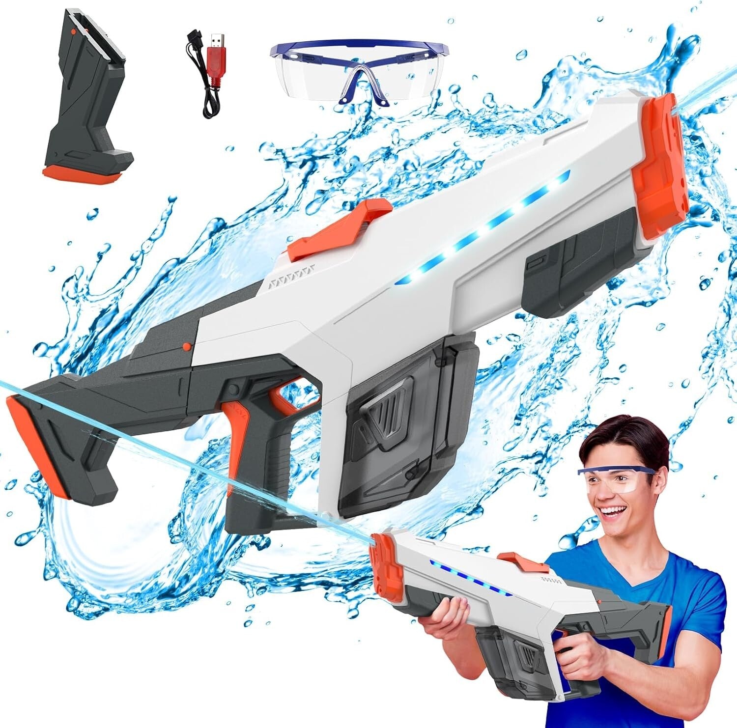 Dual-Mode Electric Water Gun - Automatic Suction & Manual Shooting (32ft Range)