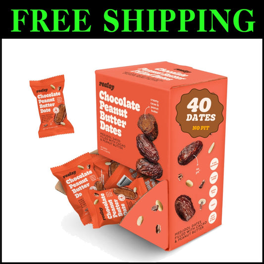 40 Ct Organic Medjool Dates Filled with Peanut Butter & Chocolate - Vegan Snack