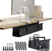 Load image into Gallery viewer, CableCare No-Drill Under Desk Cable Management Tray - Elegant Fabric Solution