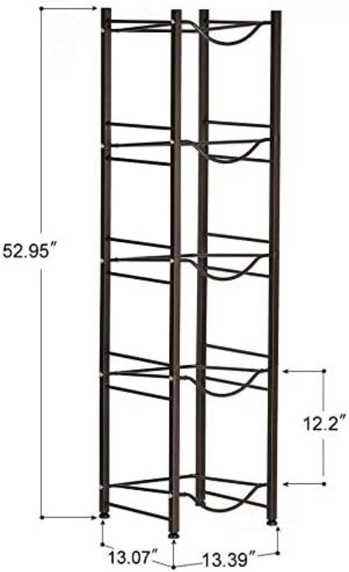 5-Tier Rugged Steel Water Jug Holder - Space-Saving Storage Rack in Dark Brown