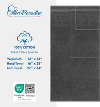 Load image into Gallery viewer, Charcoal Grey 6-Piece Luxury Bath Linen Set - 100% Cotton Super Absorbent