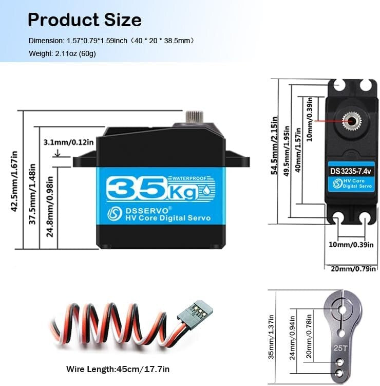 Efficient 35KG RC Servo Pack - High Torque and Speed for Serious Enthusiasts