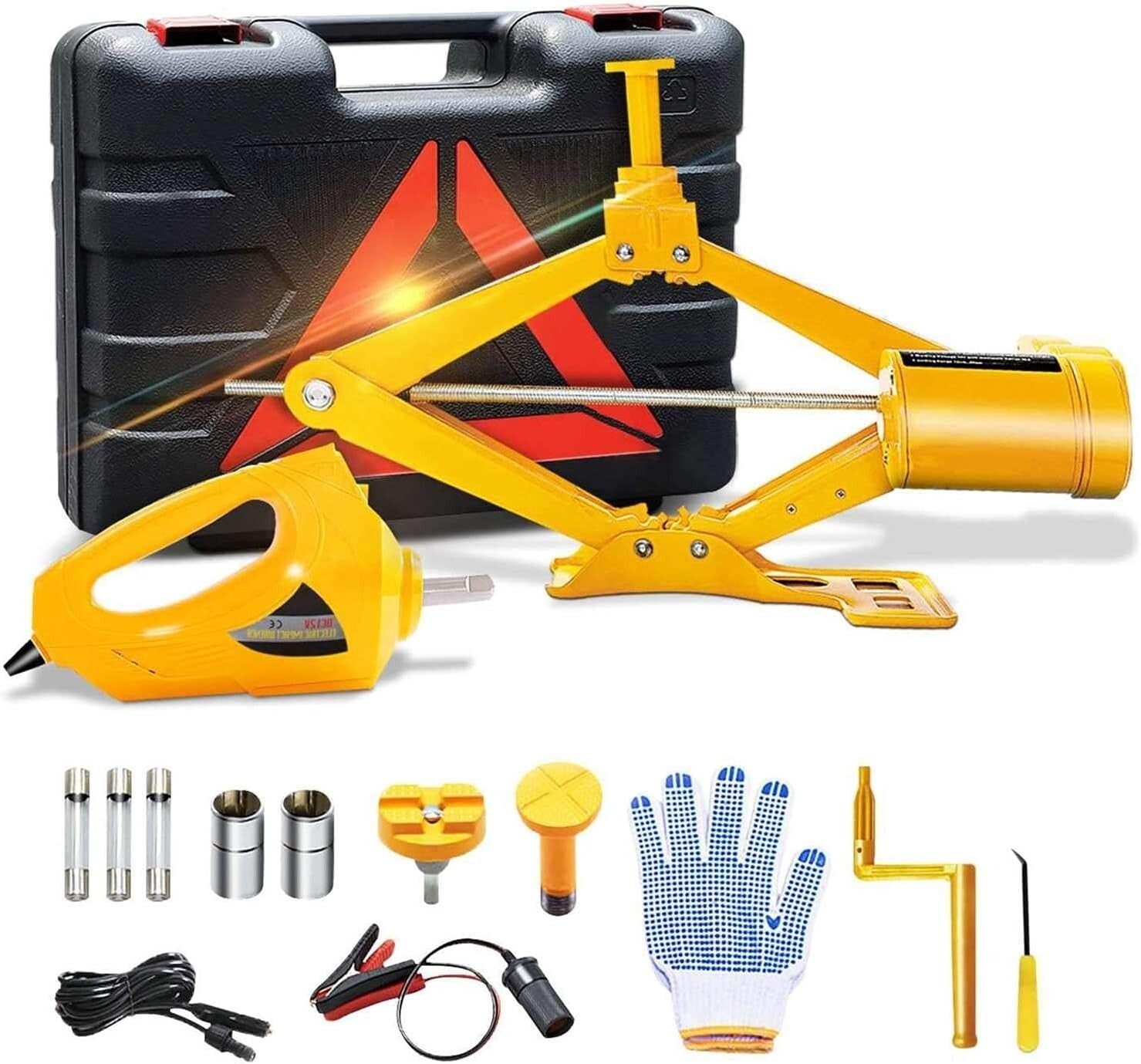 Multi-Function 3 Ton 12V Electric Scissor Jack & Tool Kit for Easy Tire Changes