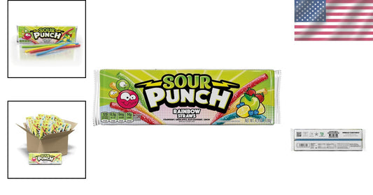 Colorful Assorted Rainbow Straws - 4 Flavors of Chewy Sweet & Sour Candy