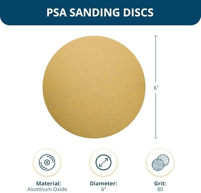 Durable 80 Grit Sanding Discs Roll - 6" PSA Aluminum Oxide for Orbital Sanders